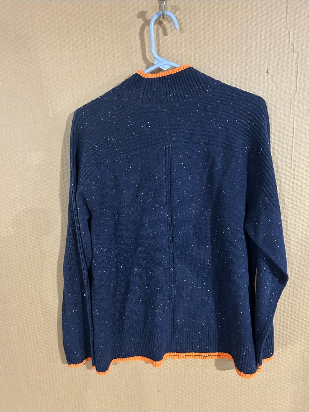 J. Jill Navy Crewneck Sweater with Orange Trim - Picture 6 of 8